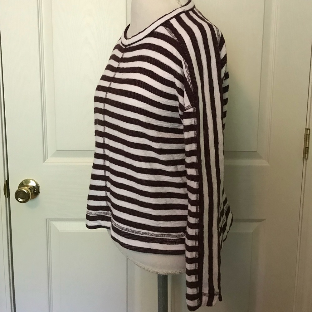 Madewell Maroon/White Striped Top - Picture 3 of 8